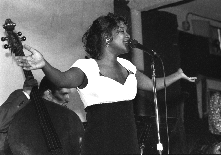 Photograph of Pamela Hart singing